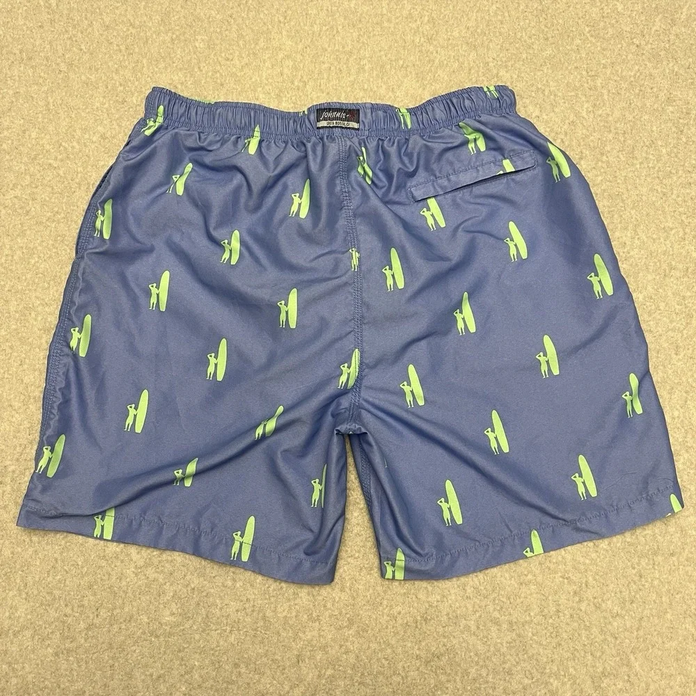 Johnnie O Swim Trunks Men's XL Blue Surf Board AOP Drawstring Beach Resort Sun